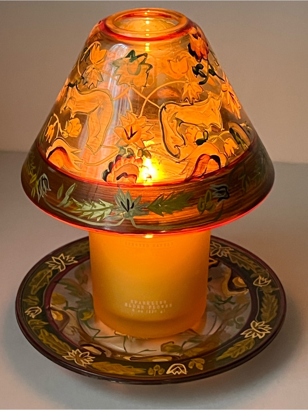 Yankee candle two piece hand-painted glass BoHo tapestry set